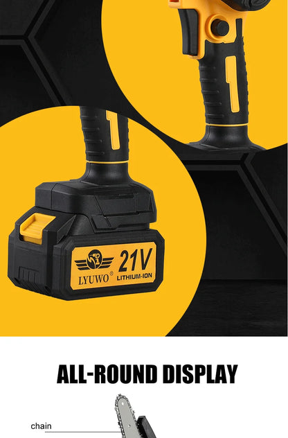 LYUWORechargeable Brushless Household Mini Electric Saw Handheld Saw Wood Cutting Saw Woodworking Saw Outdoor Electric Chain Saw