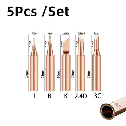 5pcs Soldering Iron 900M Soldering Iron Head Set Inside Hot Bare Copper Electric Soldering Iron Tip