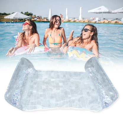 Water Hammock Recliner Portable Inflatable Floating Swimming Mattress Foldable with Sequins Swimming Pool Accessories