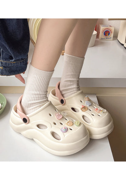 Women Thick Bottom Hole Shoes Summer Beach Platform Sandals Fashion Comfortable Indoor Outdoor Slippers