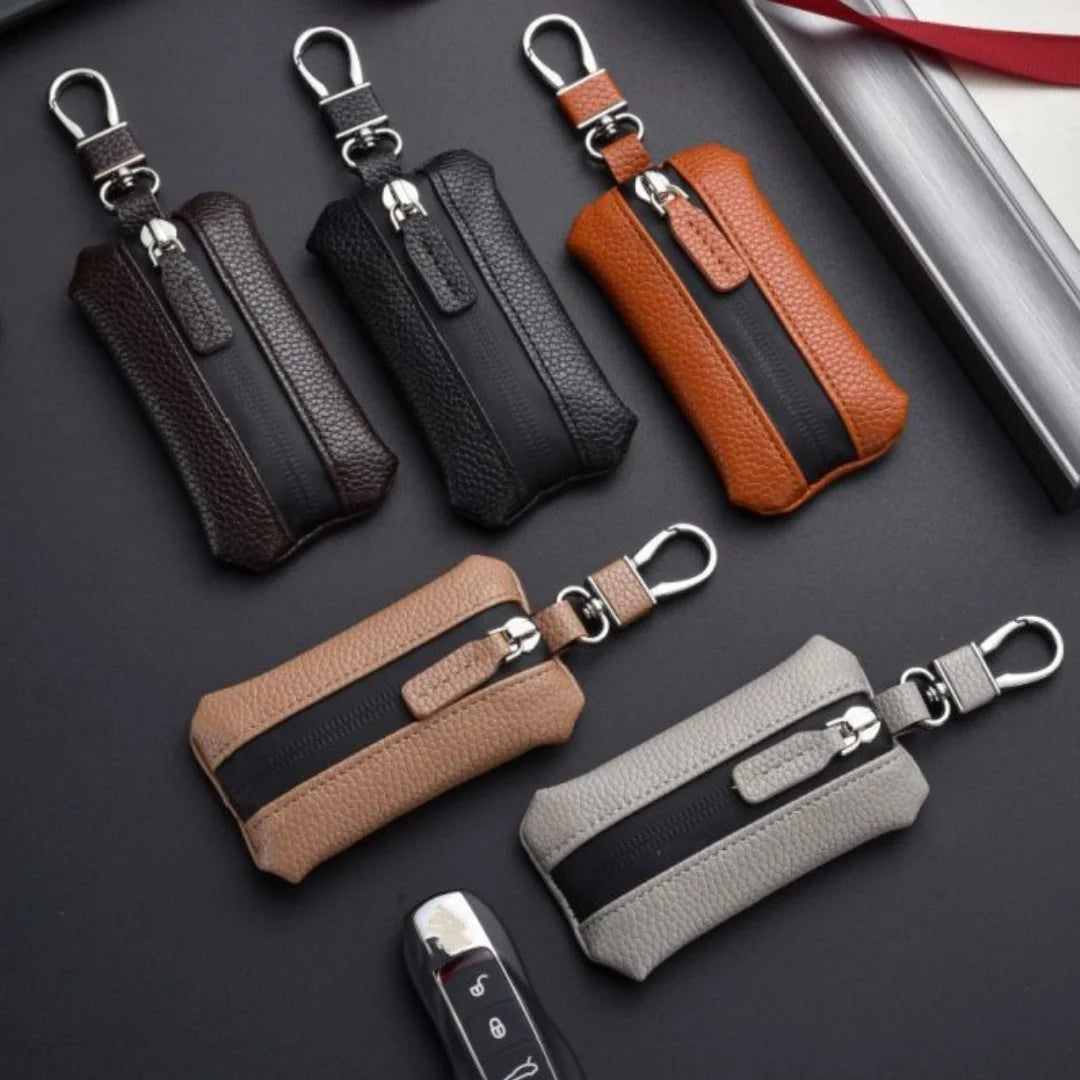 Unisex PU Leather Key Case for Car Key Wallet Pocket Key Holder Organizer Pouch Key Organizer Large Capacity Zipper Key Bag