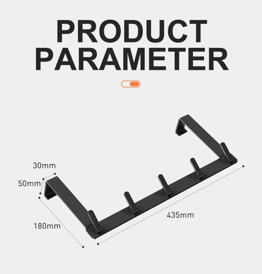 Hooks Over The Door Bathroom Organizer Rack Durable Hanging Row Hook Holder Clothes Coat Hat Towels Hanger Storage 5/6/7 Hooks