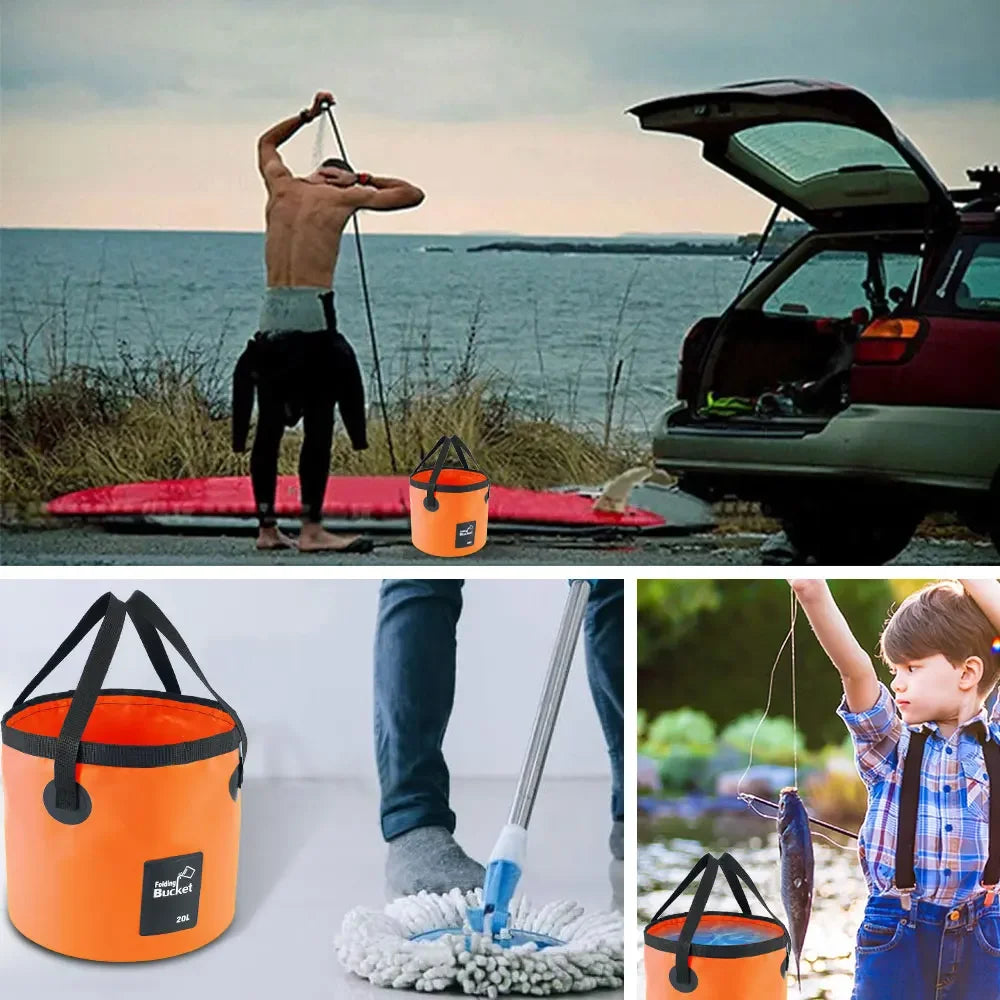 12L 20L Bowl Sink Washing Bag Car Wash Bucket Portable Outdoor Travel Foldable Water Multifunction Folding