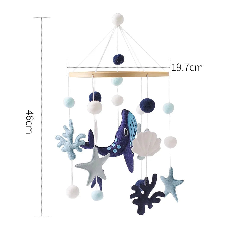 Newborn Baby Rattles Toys 0-12 Months Soft Felt Whale Bed Bell Infant Mobile Crib Hanging Musical Carousel Toy Boys Girls Gift