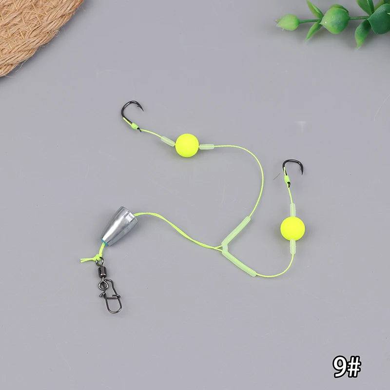 〔Far〕Double Hook Fishing Hair Rigs Hook Reverse Bottom Line Suspension Carp Fishing Hook Ready Made Anti Bottom Carp Rigs