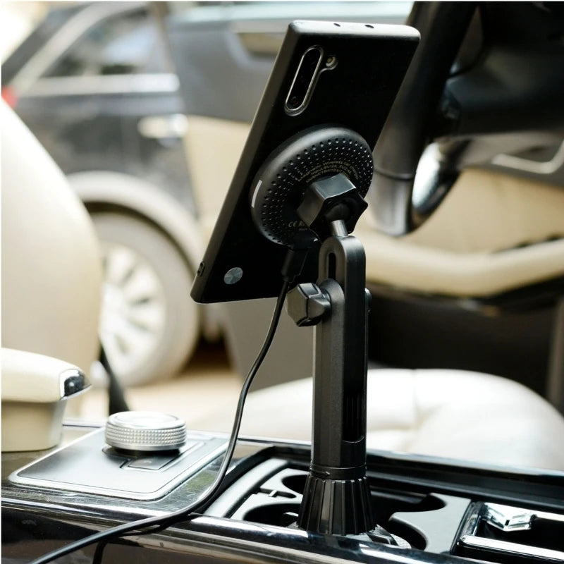 15W Magnetic Wireless Car Mount For MagSafe Cup Holder Car Phone Mount For IOS Phone 12/13/14