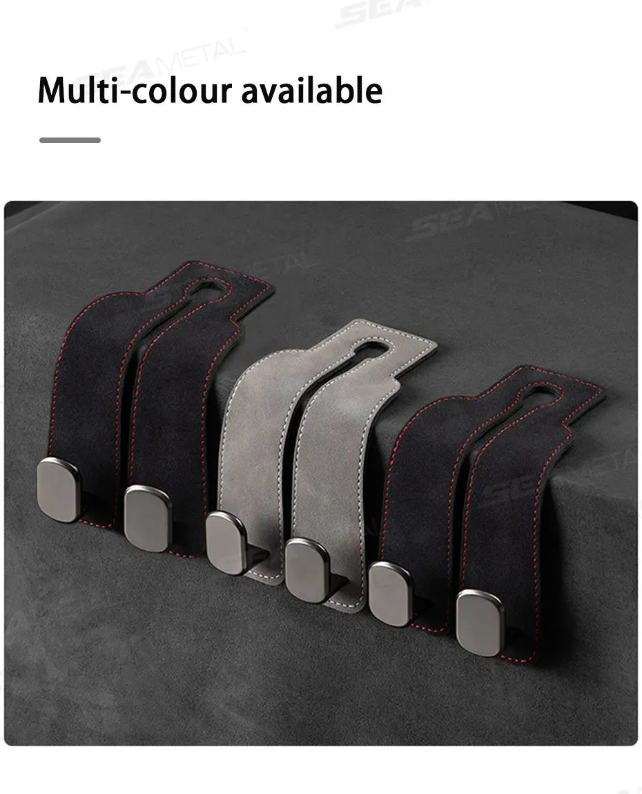 BLALION Car Seat Headrest Hook Universal Hidden Auto Hook Suede Metal Hanging Hooks Interior Seat Back Hanger Hook Accessories