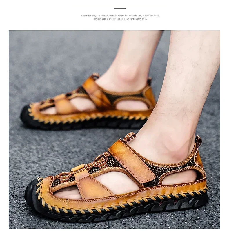 Comfortable Man Sandal for Men Flat Sandals Trend 2024 Men's Summer Sandal Authentic Leather Shoes Man Platform Sandals. Slipers
