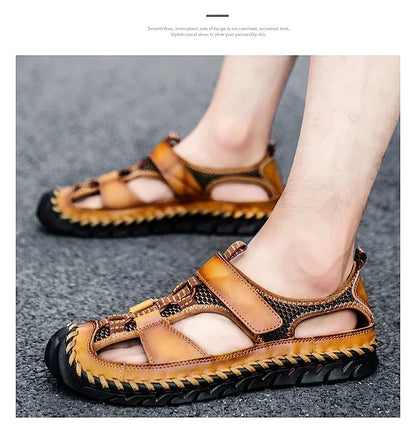 Comfortable Man Sandal for Men Flat Sandals Trend 2024 Men's Summer Sandal Authentic Leather Shoes Man Platform Sandals. Slipers