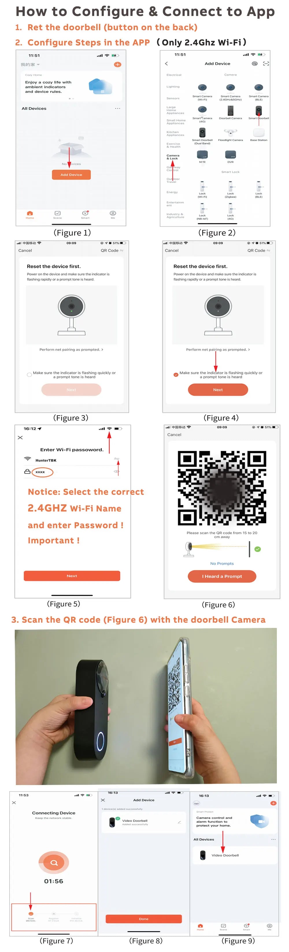 1080P Wireless Video Doorbell Camera WiFi Smart Door Bell Tuya Smart Home Security Motion Detect Night Vision Intercom Doorbell