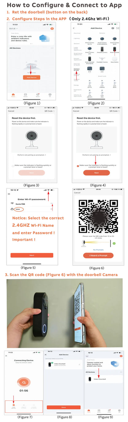 1080P Wireless Video Doorbell Camera WiFi Smart Door Bell Tuya Smart Home Security Motion Detect Night Vision Intercom Doorbell