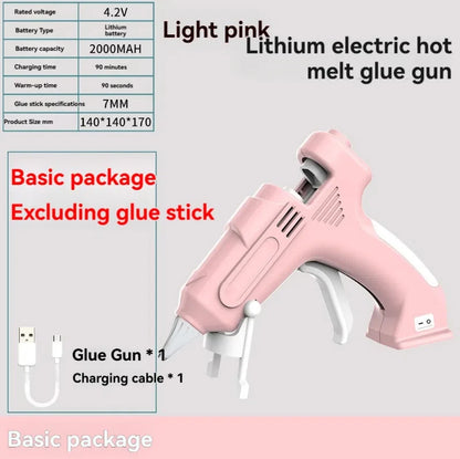Cordless Hot Melt Glue Gun Child Hand Crafts Home DIY Repair Use 7mm Glue Stick Wireless Glue Gun