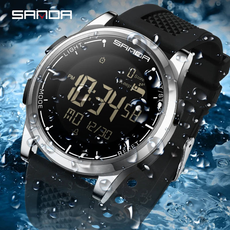 SANDA 9064 Student Sports Quartz LED Electronic Watch Calorimeter Step Electronic Watch Sleep Monitoring Smart Electronic Watch