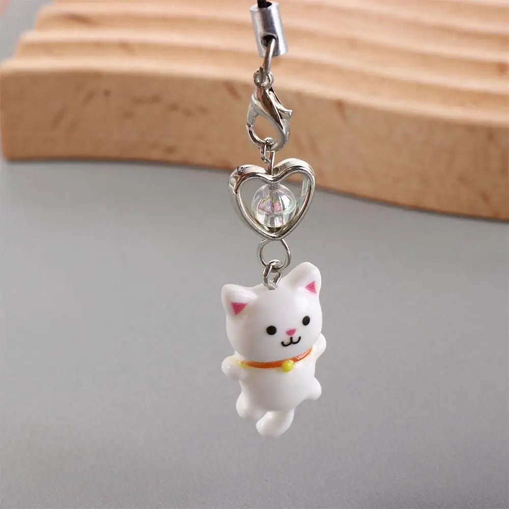 Cat Pendant Phone Strap Anti Lost Keychain Y2K Phone Charm Heart Cute Phone Lanyard Women Girls Phone Accessories