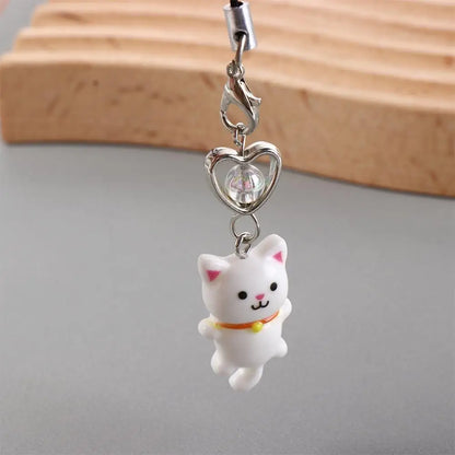Cat Pendant Phone Strap Anti Lost Keychain Y2K Phone Charm Heart Cute Phone Lanyard Women Girls Phone Accessories