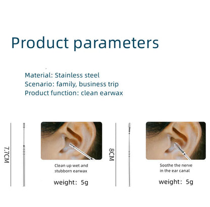 Ear Cleaning Tool Stainless Steel Ear Pick Kit &1Pc Storage Bag Earwax Remover Tool