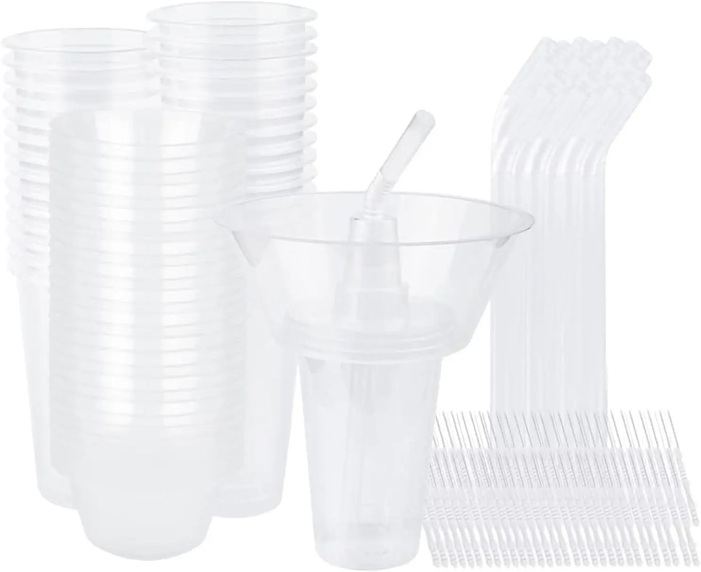 36 Set Disposable Snack Bowl and Drink Cup Set in One for Your Party Takeaway Container for Drink Beverage Transparent  Protest