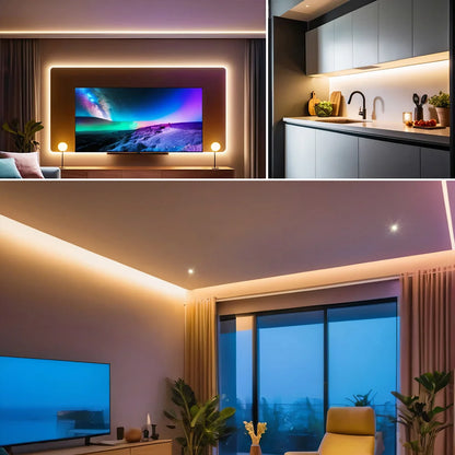 5m 10m 20m 50m LED Strip Light AC 220V 230V 240V IP55 2835 120 LEDs Flexible Ribbon Rope Lights Tape 9 Colors Home Decoration