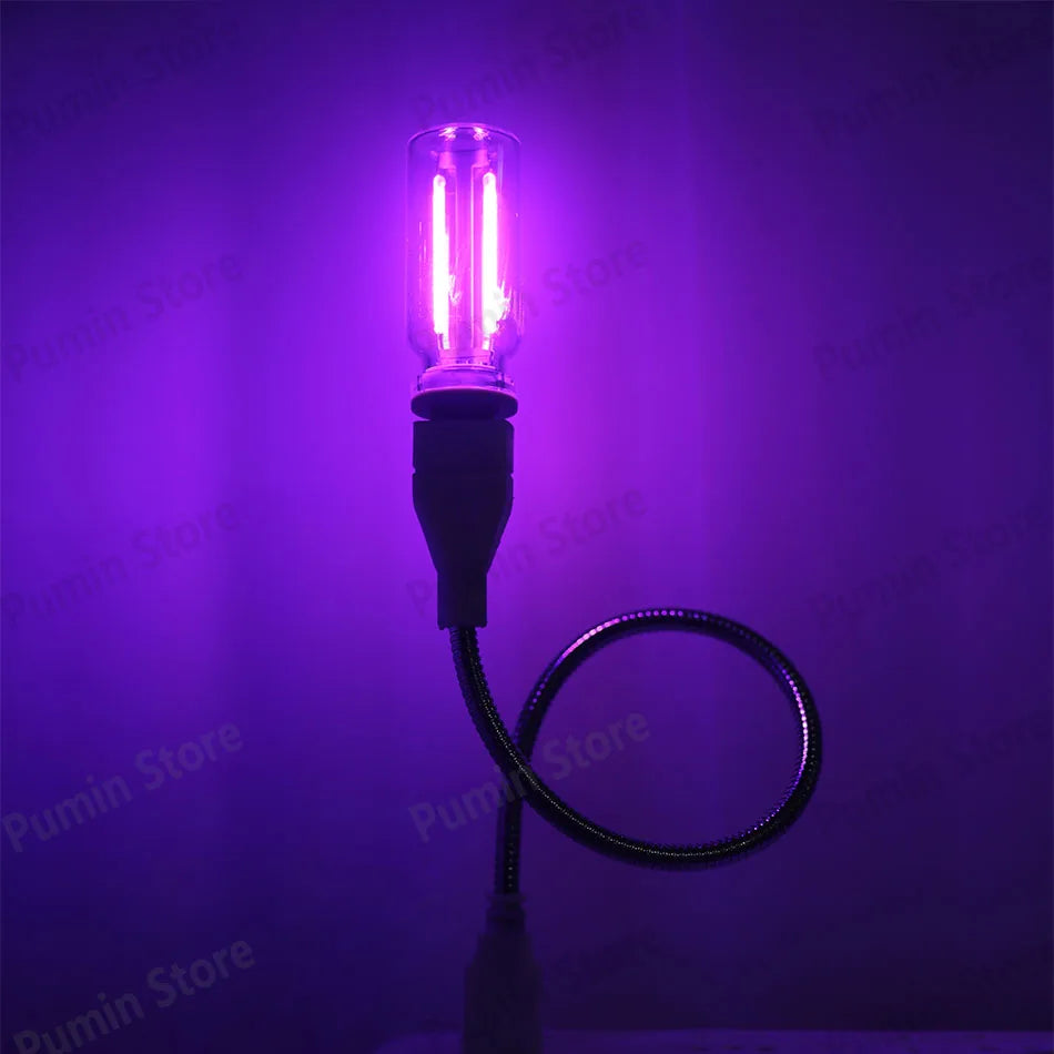 LED Night Light A set of Light Bulbs USB Bendable Night Light USB Metal Hose And Night Light Bulb Purple Pink Blue Green