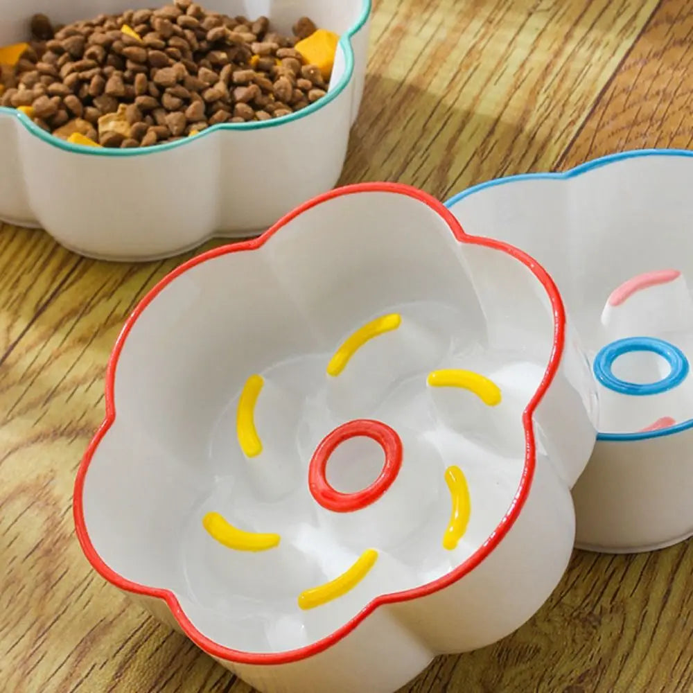 Ceramic Cat Slow Food Bowl Cute Creative Dog Food Feeding Basin Multi-use Large Capacity Pet Drinking Feeder Water Container