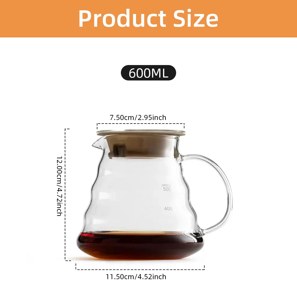 600ml Glass Coffee Carafe, Coffee Pot Clear Standard Coffee Server for Pour Over Coffee Maker