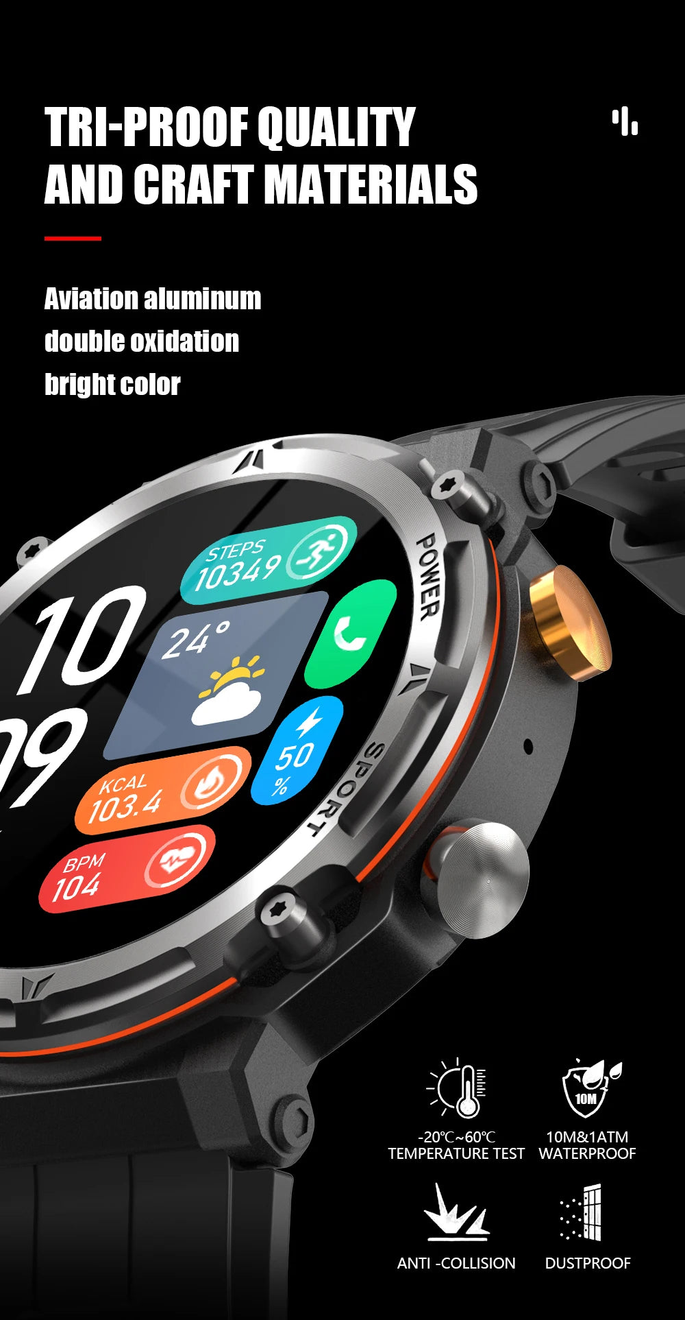 Outdoor Sports Smartwatch Men Fitness Tracker Wireless Call 410mAh Long Standby Time Waterproof Voice Assistant Swimming Watch
