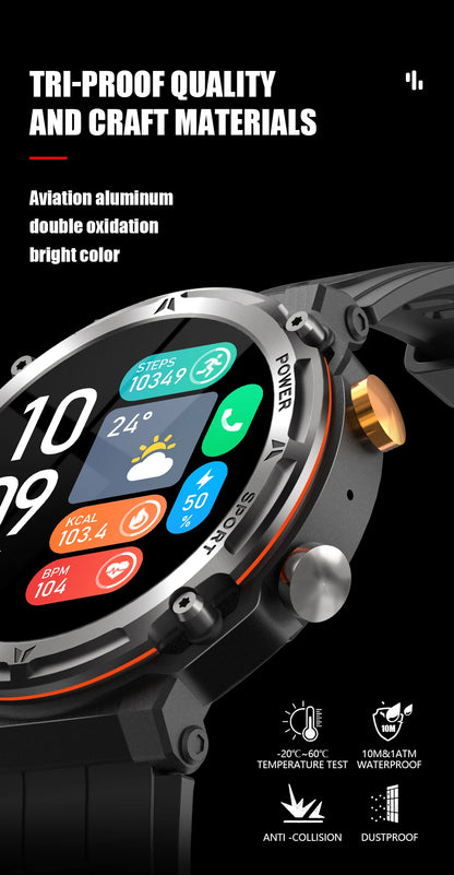 Outdoor Sports Smartwatch Men Fitness Tracker Wireless Call 410mAh Long Standby Time Waterproof Voice Assistant Swimming Watch