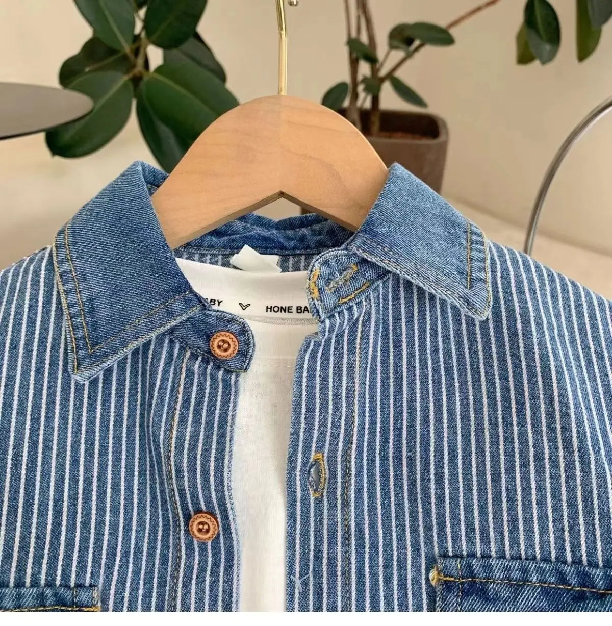 Children's Shirts 2025 Autumn New Boys' Striped Denim Shirt Baby Korean Version Fashionable Tops Jacket