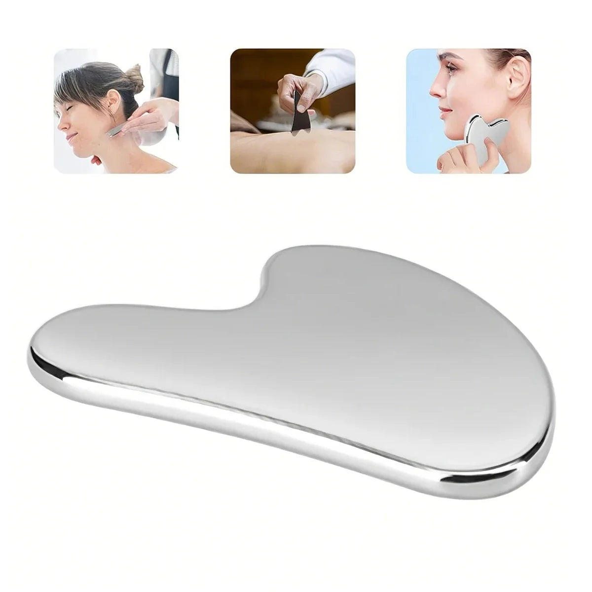 Facial Gua Sha Massager Tool - 1Pcs Stainless Steel Scraper for Face, Neck & Body Skin Care Guasha Therapy