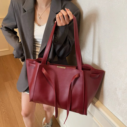 Big Shoulder Hand Commuting Bags for Women Large Capacity Drawstring Bucket Shopping Totes Top-Handle Bag 2025 Latest Handbags