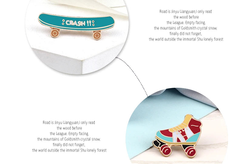 All Love Sports!Healthy Lifestyle Enamel Pins Rugby Basketball Soccer Bowling Brooches Roller Skates Badge Shirt Hat Bag Jewelry