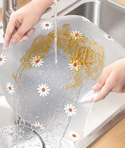 1 Roll Daisy Shelf Liner Kitchen Cabinet Pad Paper Non-Slip Refrigerator Liner Waterproof Fridge Pad Cupboard Mat Drawer Liner