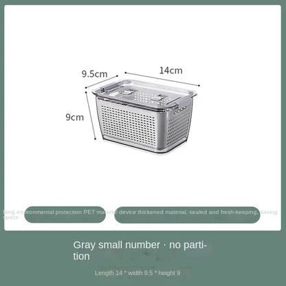Fridge Storage Box Refrigerator Fresh Vegetable Fruit Boxes Drain Basket Storage Containers With Lid Kitchen Tools Organizer
