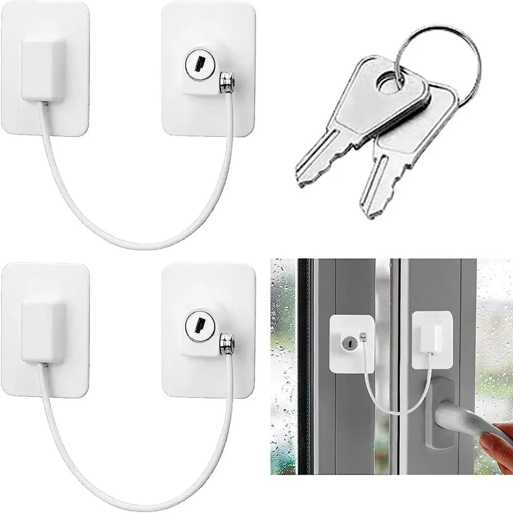 Self Adhesive Cabinet Lock Window Safety Lock Child Safety Cable Lock Cable Restrictor Lock Baby Window Restrictors Cabinet Lock
