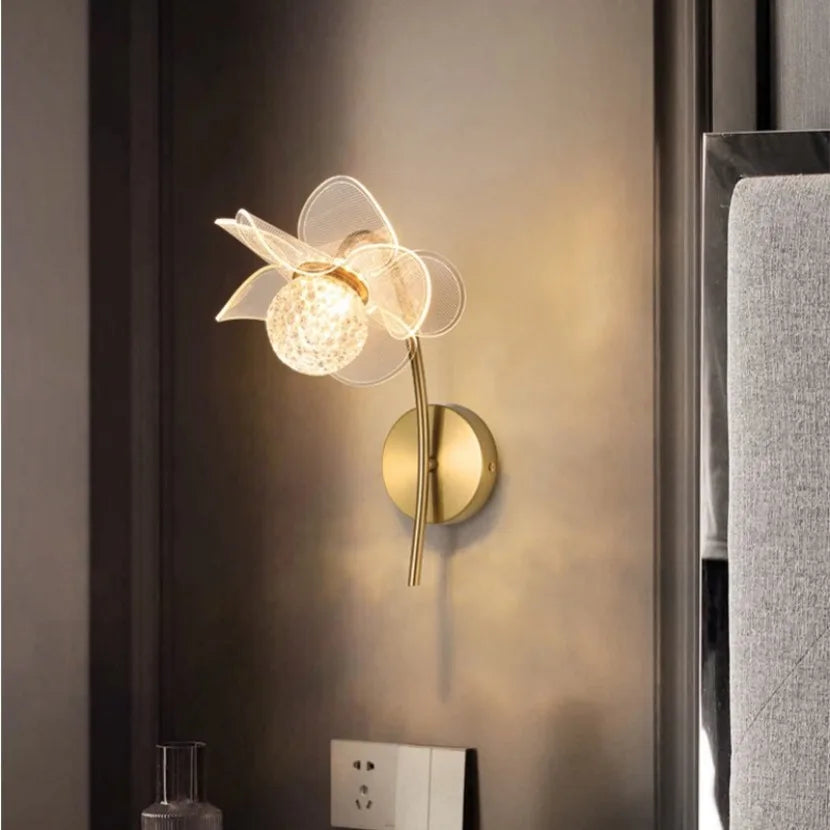 LED Wall Lamp Modern Luxury Flower Shaped Decorative Light Bedroom Bedside Study Dining Room Living Room Background Wall Lamp