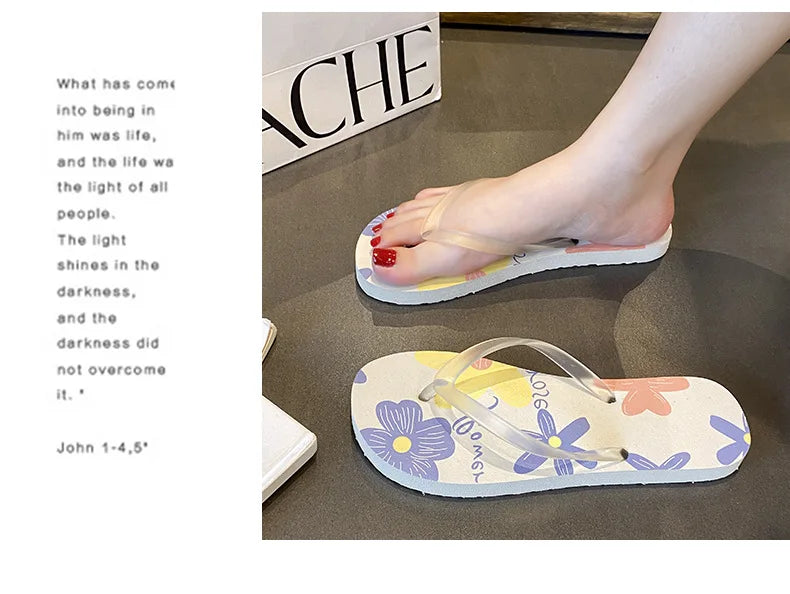 Flip Flops Trendy Summer Outerwear Fashionable Clip On Beach Slippers Anti Slip Couple'S Splint Slippers Leisure Convenience