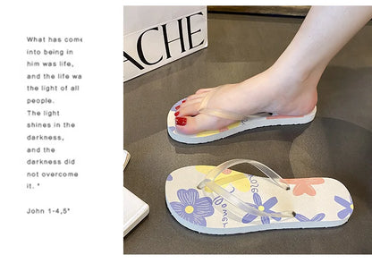 Flip Flops Trendy Summer Outerwear Fashionable Clip On Beach Slippers Anti Slip Couple'S Splint Slippers Leisure Convenience