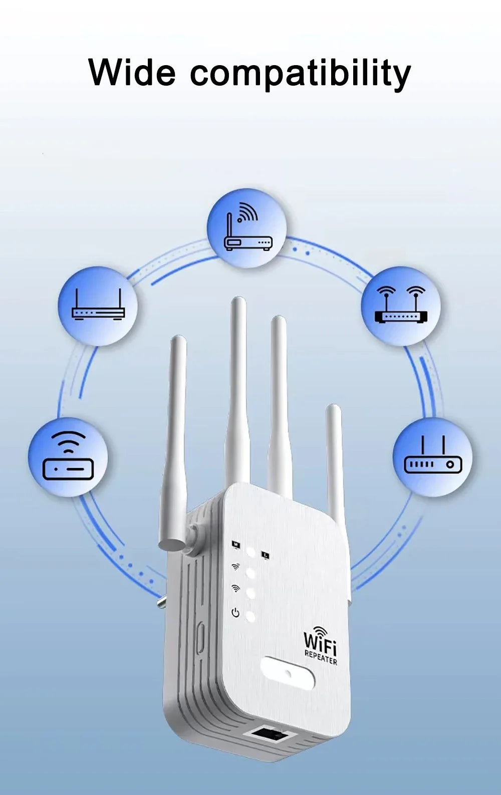 WiFi Repeater Wireless Extender 1200Mbps WiFi Booster 5G 2.4G Dual-band Network Amplifier Long Range Signal WiFi Router Home