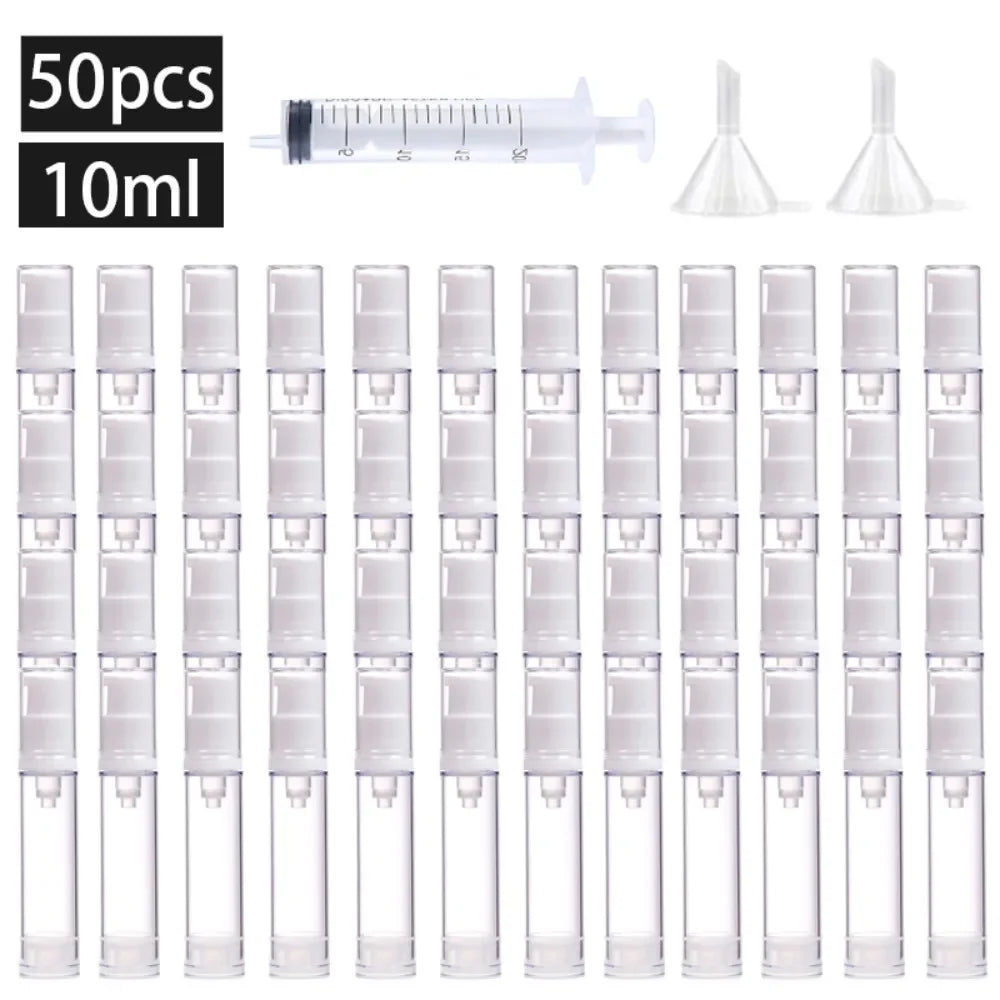50PCS 5/10/15ML Clear Airless Lotion Spray Pump Bottles Empty Cream Vacuum Cosmetic Containers Travel for Foundations Serums