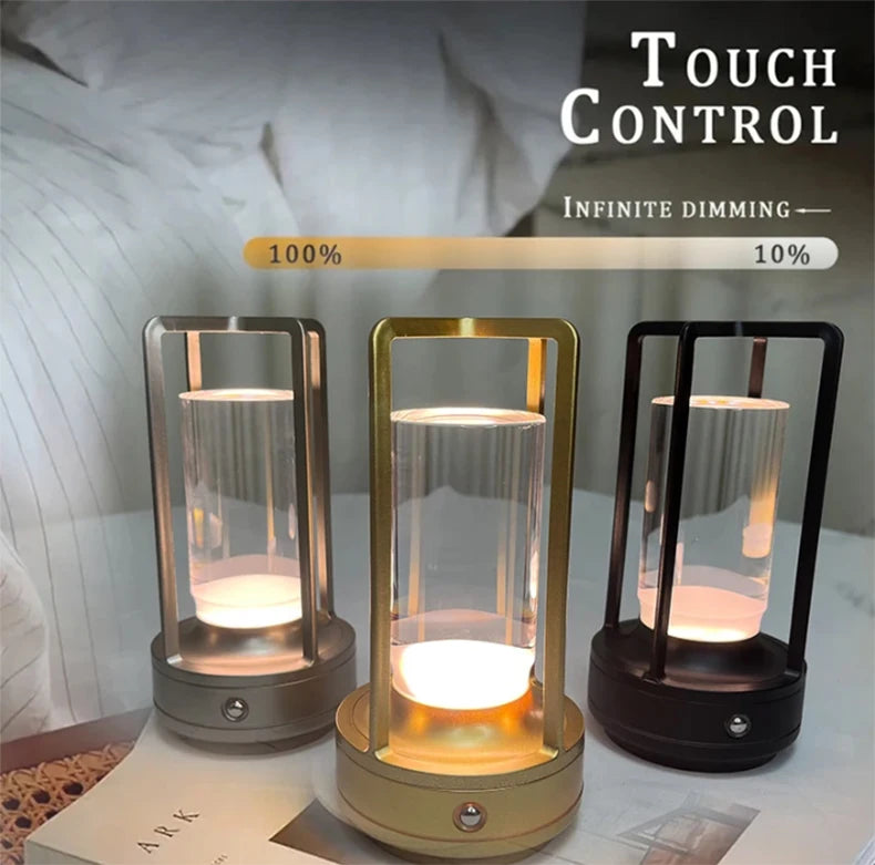 LED crystal table lamp Plastic Rechargeable touch night lamp Bedroom Bedside table lamp Restaurant decorative lamp