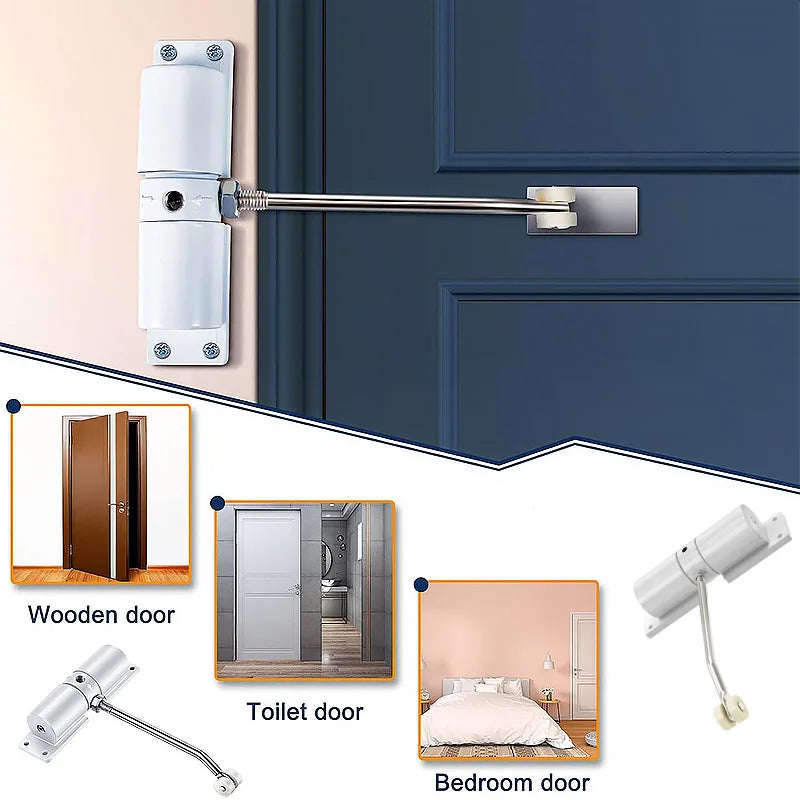 Automatic Door Closer, Automatic Safety Spring Door Hinge, Adjustable Door for Slow Closing Family Safety Door Shift Hinge Door