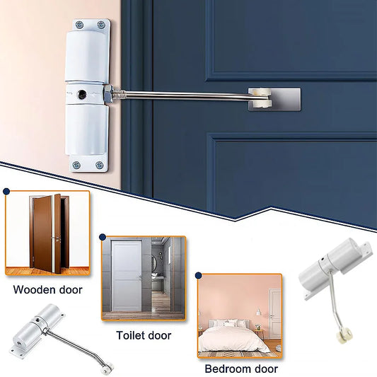 Automatic Door Closer, Automatic Safety Spring Door Hinge, Adjustable Door for Slow Closing Family Safety Door Shift Hinge Door