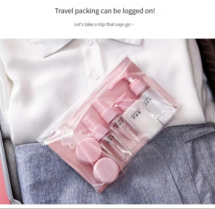9 PCS Travel Dispensing Bottles Spray Bottles Lotion Bottles Cosmetic Bottles PET Plastic Bottles Seals Portable and Leak-proof