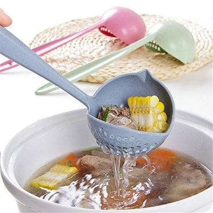 2 In 1 Soup Spoon Long Handle Spoon Creative Spoon Strainer Spoon Cooking Tools