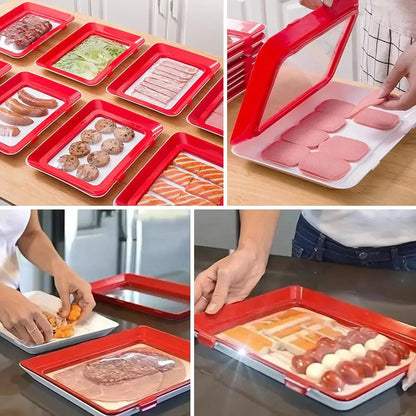 Vacuum Fresh Storage Tray Reusable Creative Food Storage Container Stackable Food Preservation Tray with Elastic Lid