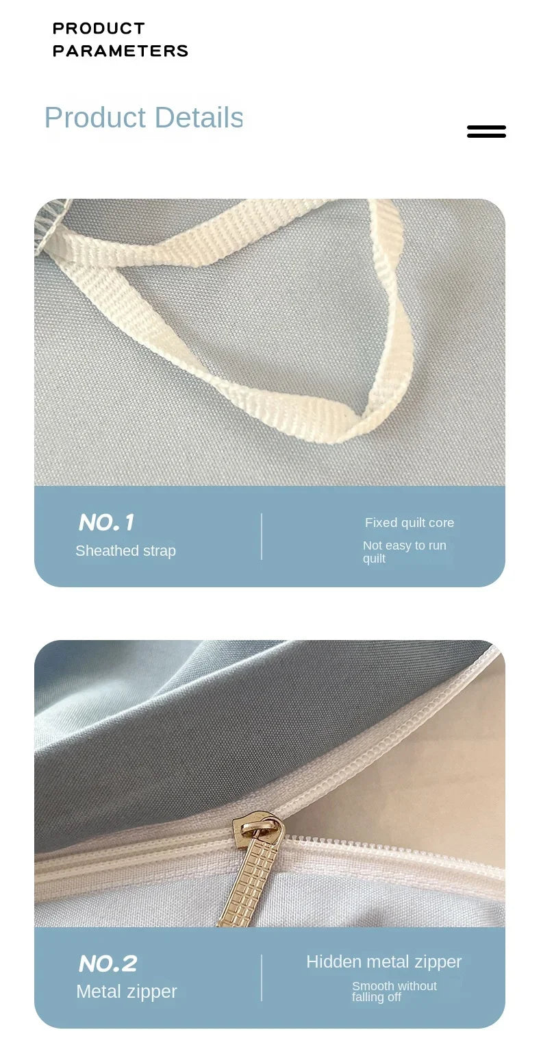 Solid Color Four Piece Bedding Set for Children and Adults Double Bed Large Four Piece Duvet Cover Bed Sheet Pillow Cover