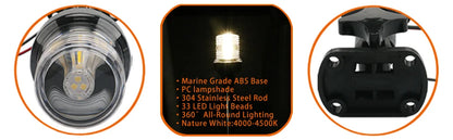 LED Fold Down Anchor Light, Sailing Signal Lamp for Marine, Boat Yacht Accessories, 12-24V