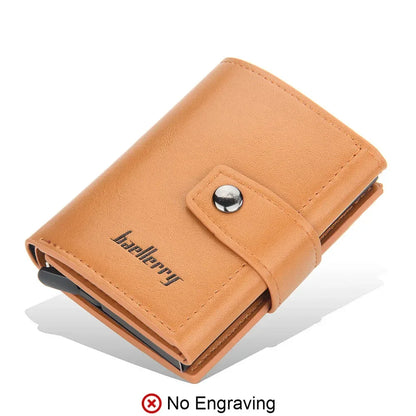 RFID Blocking Protection Men ID Credit Card Holder Wallet Leather Metal Aluminum Business Bank Card Case CreditCard Cardholder