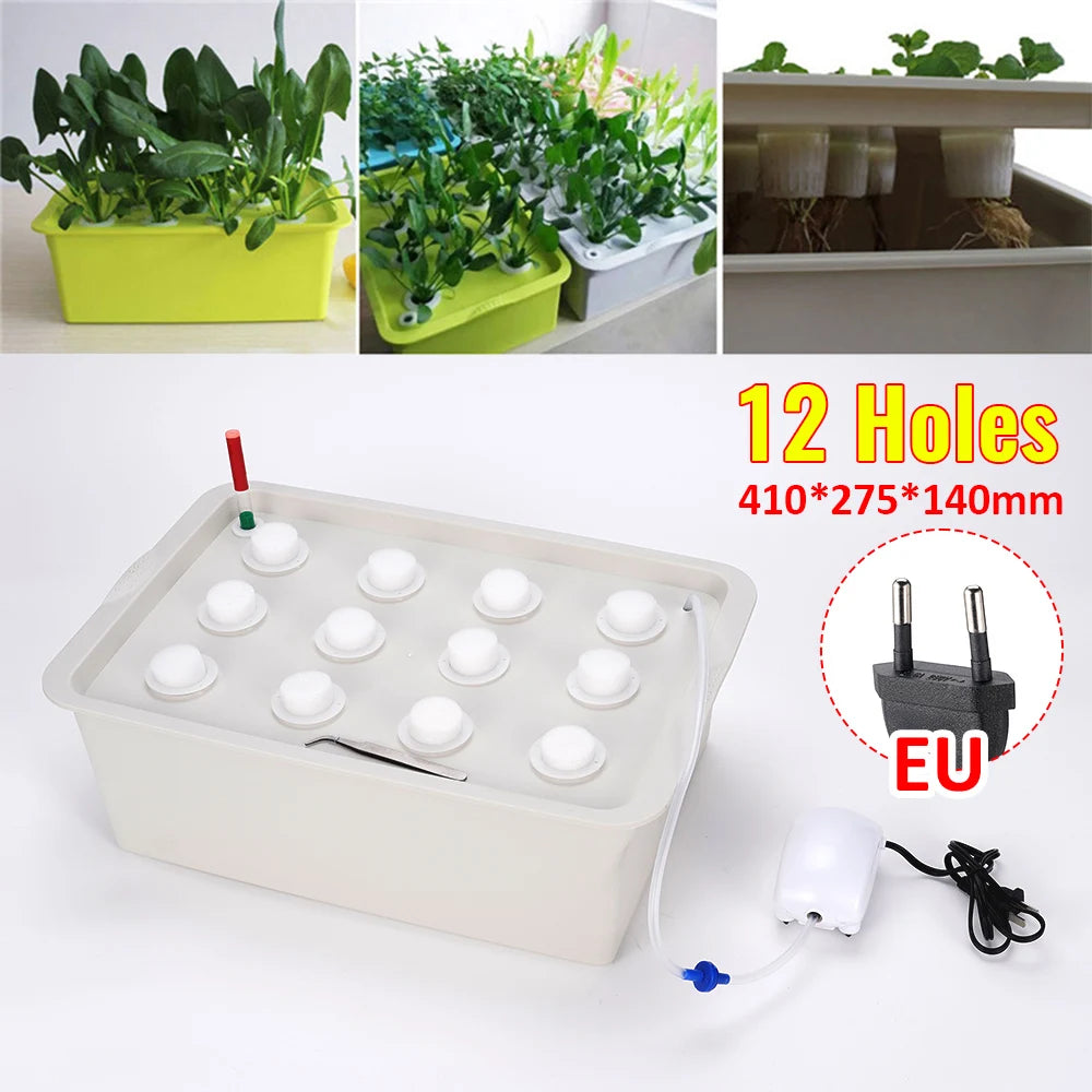 12 Holes Plant Site Hydroponic System Garden Bubble Nursery Pots Planter System Indoor Cabinet Box Grow Kit Cultivation Box