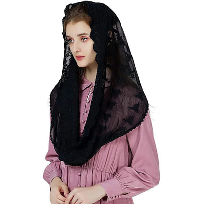 Latin Church White Bridal Lace Mantilla Veil Muslim Church Veil Shawl